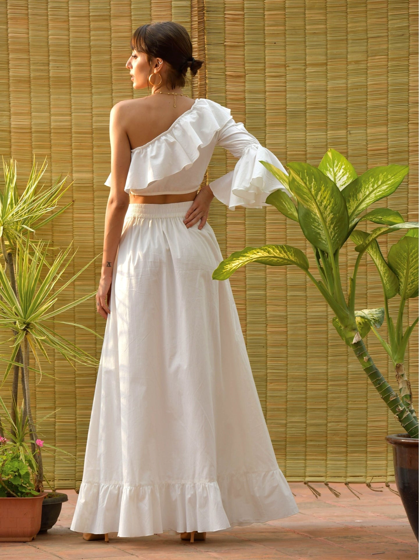 Aphrodite Ruffled Blouse & Long Skirt Set