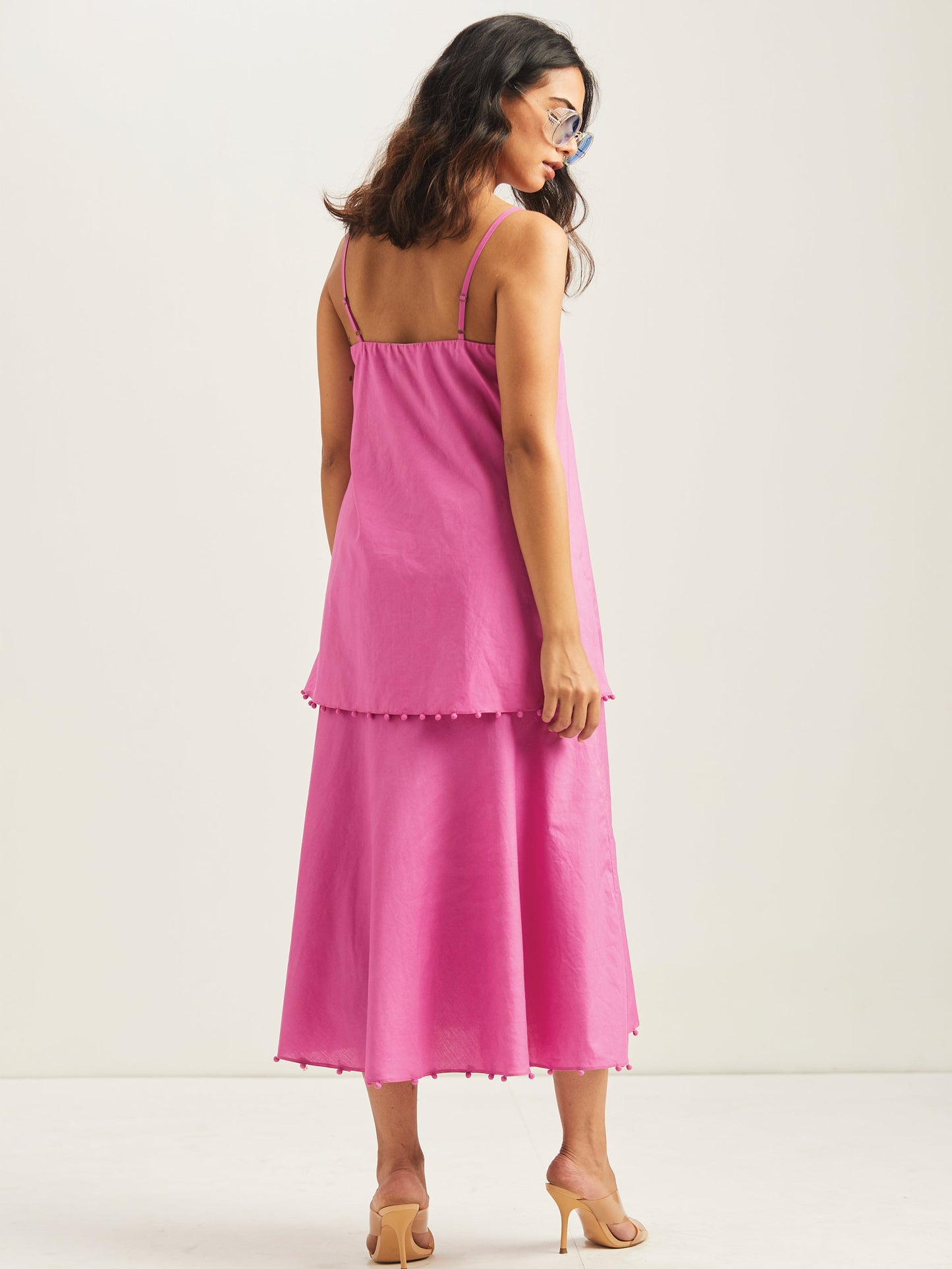 Alizeh Layered Dress Fuchsia