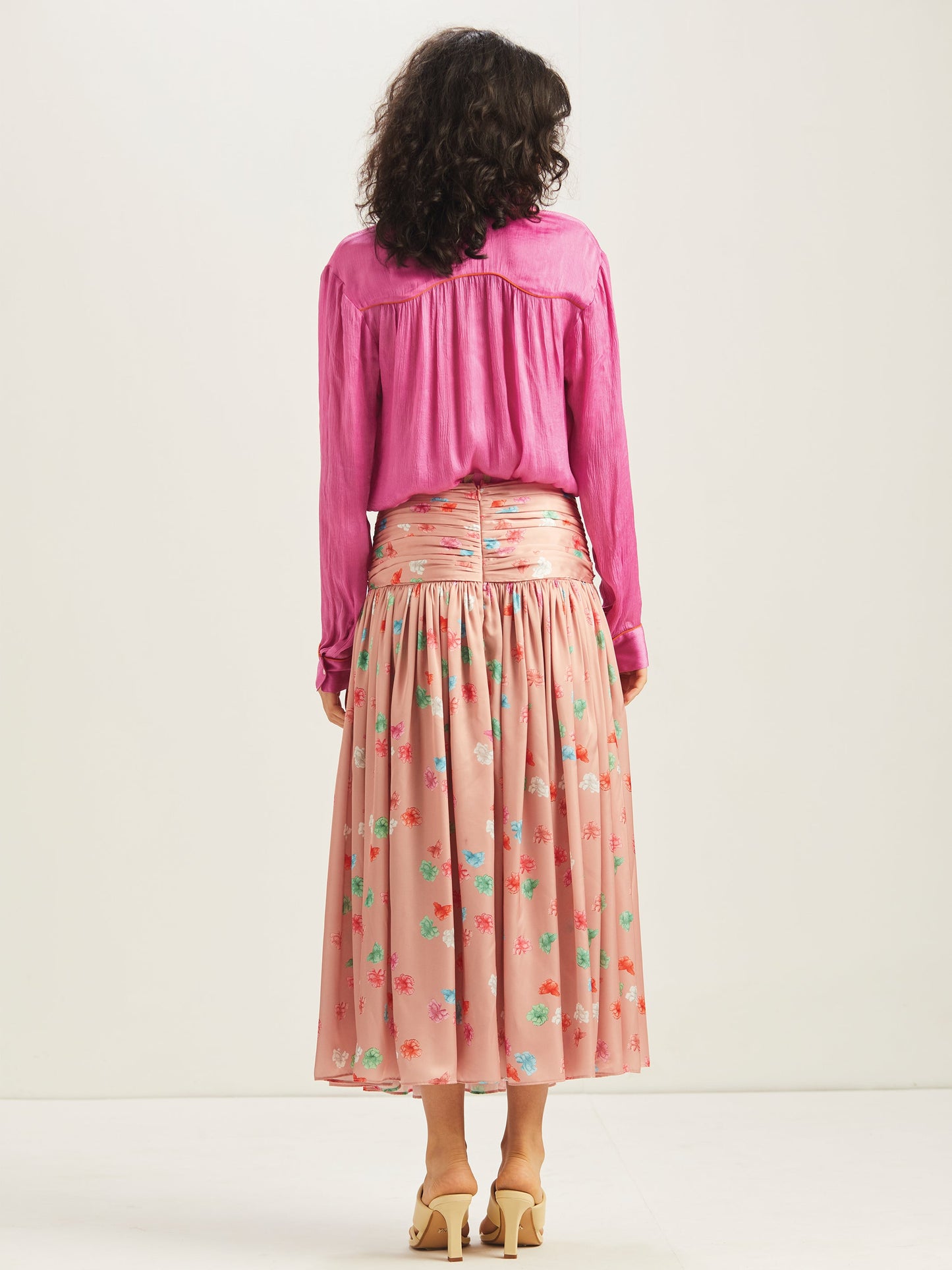 Freya Midi Skirt with Ruched Yoke