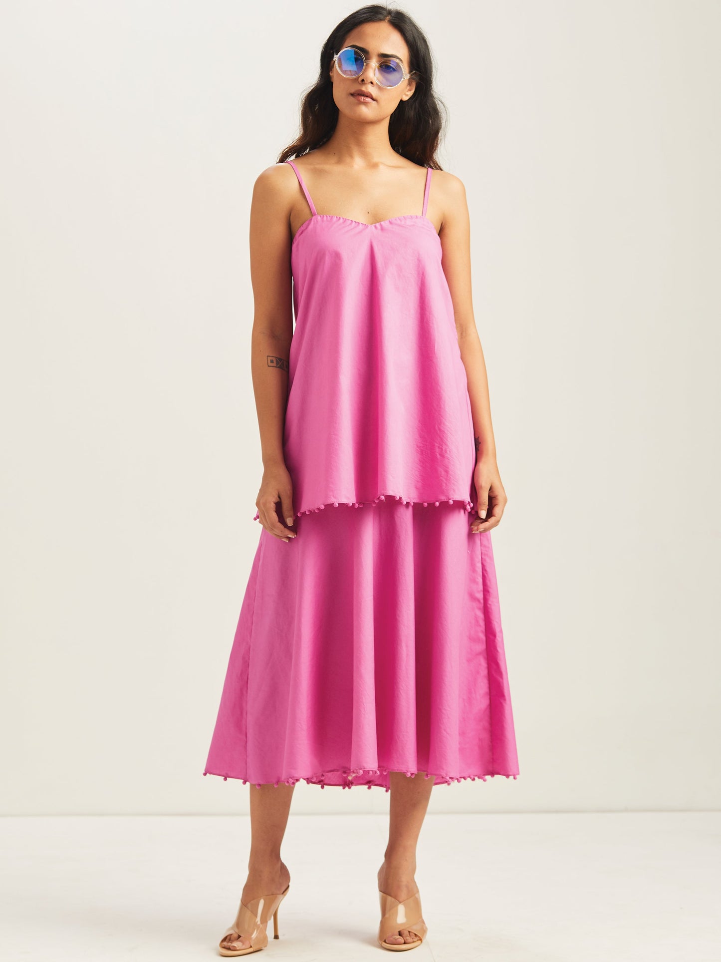 Alizeh Layered Dress Fuchsia