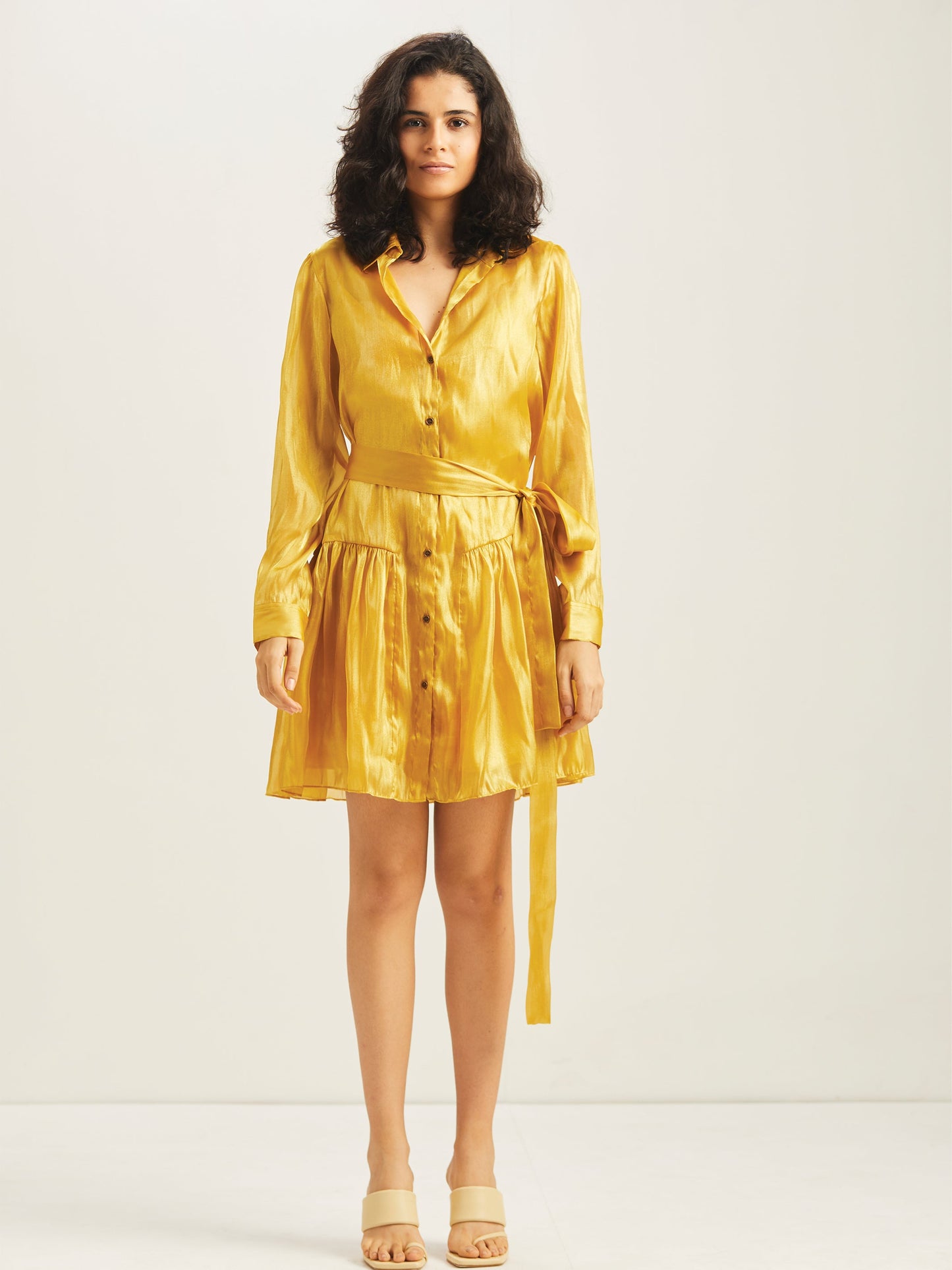 Eva Short Shirt Dress Mustard