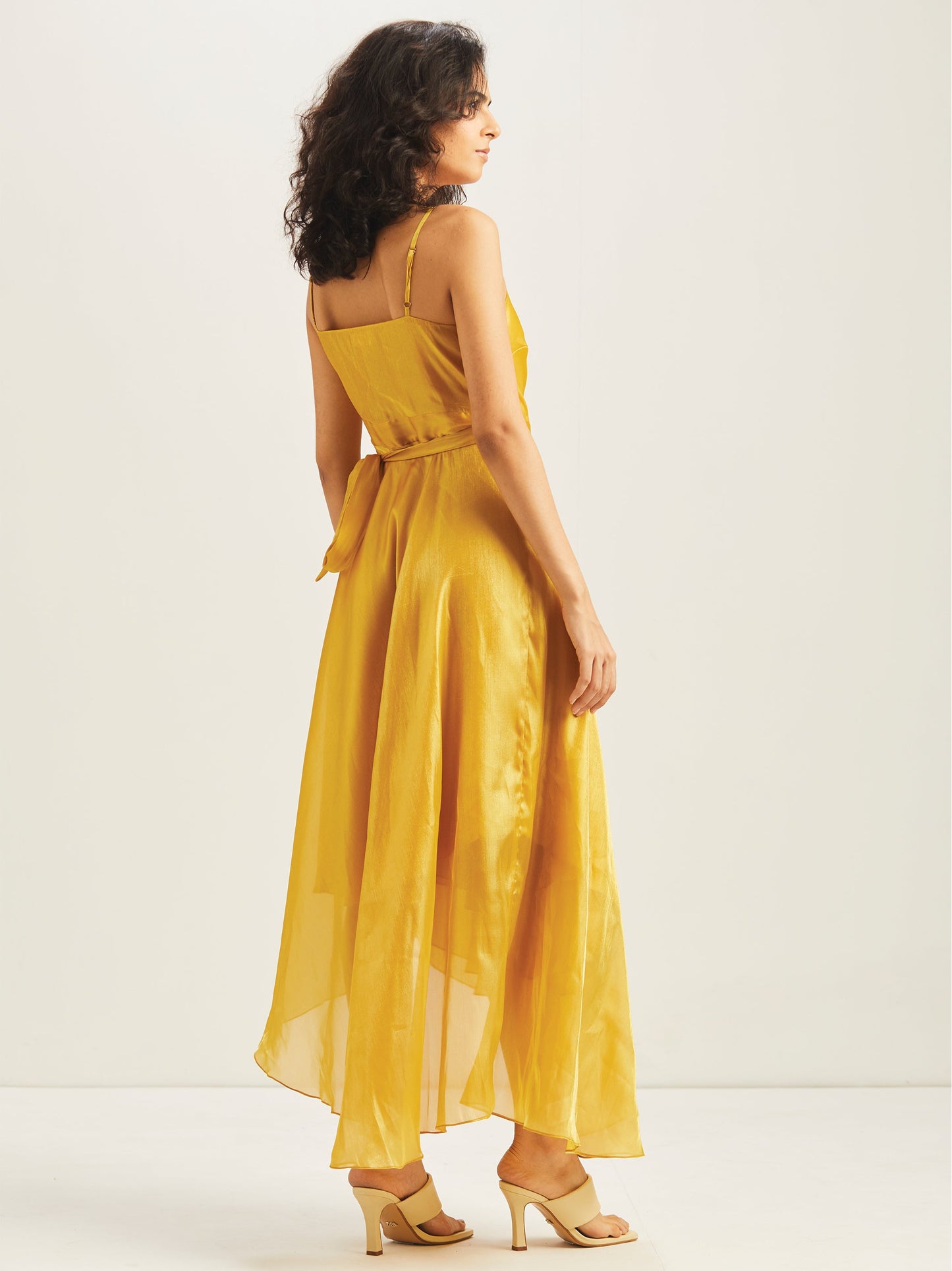 Nergis Asymmetrical Wrap Dress- Yellow