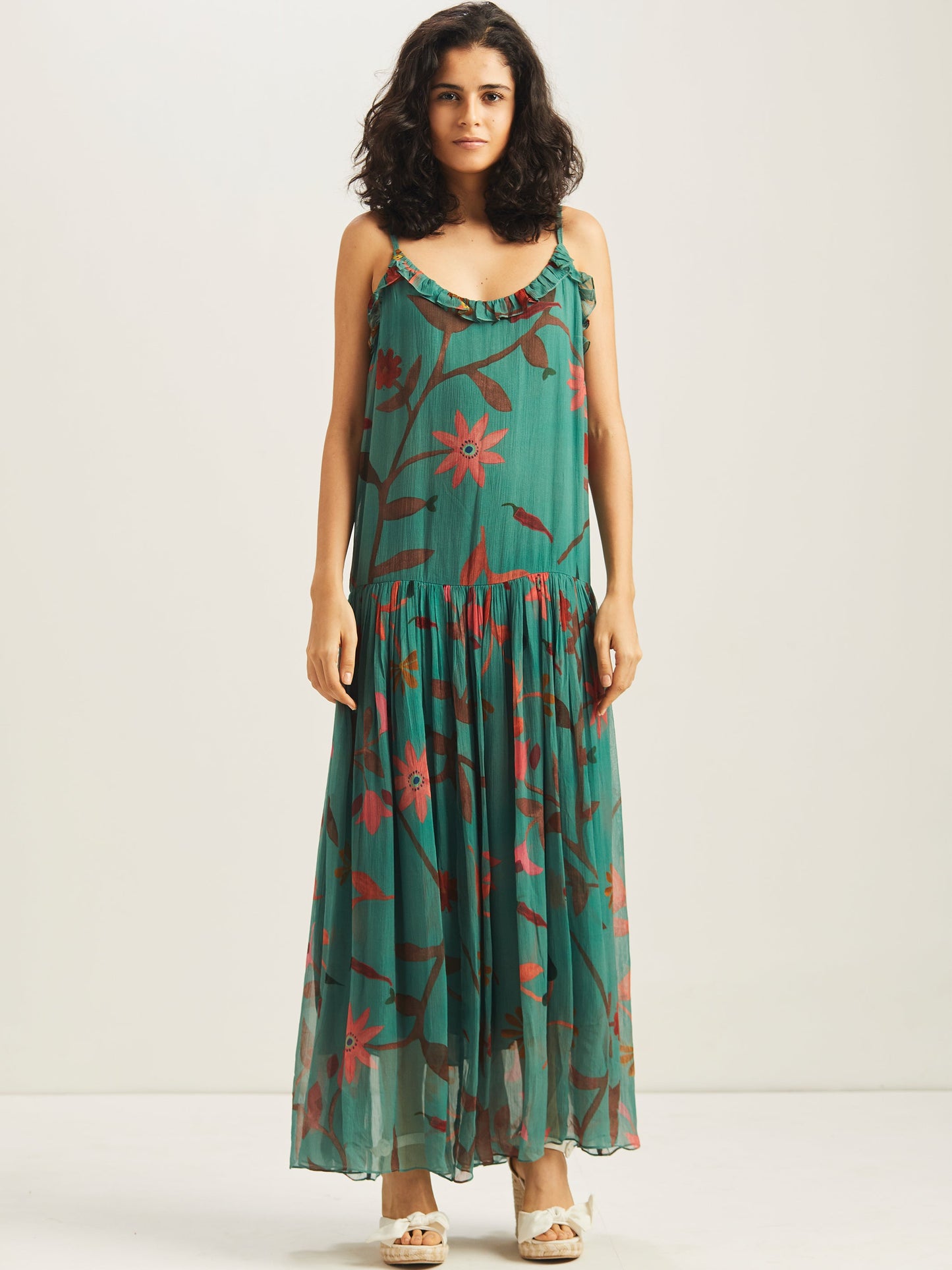 Ishil Flowing Maxi Dress - Teal