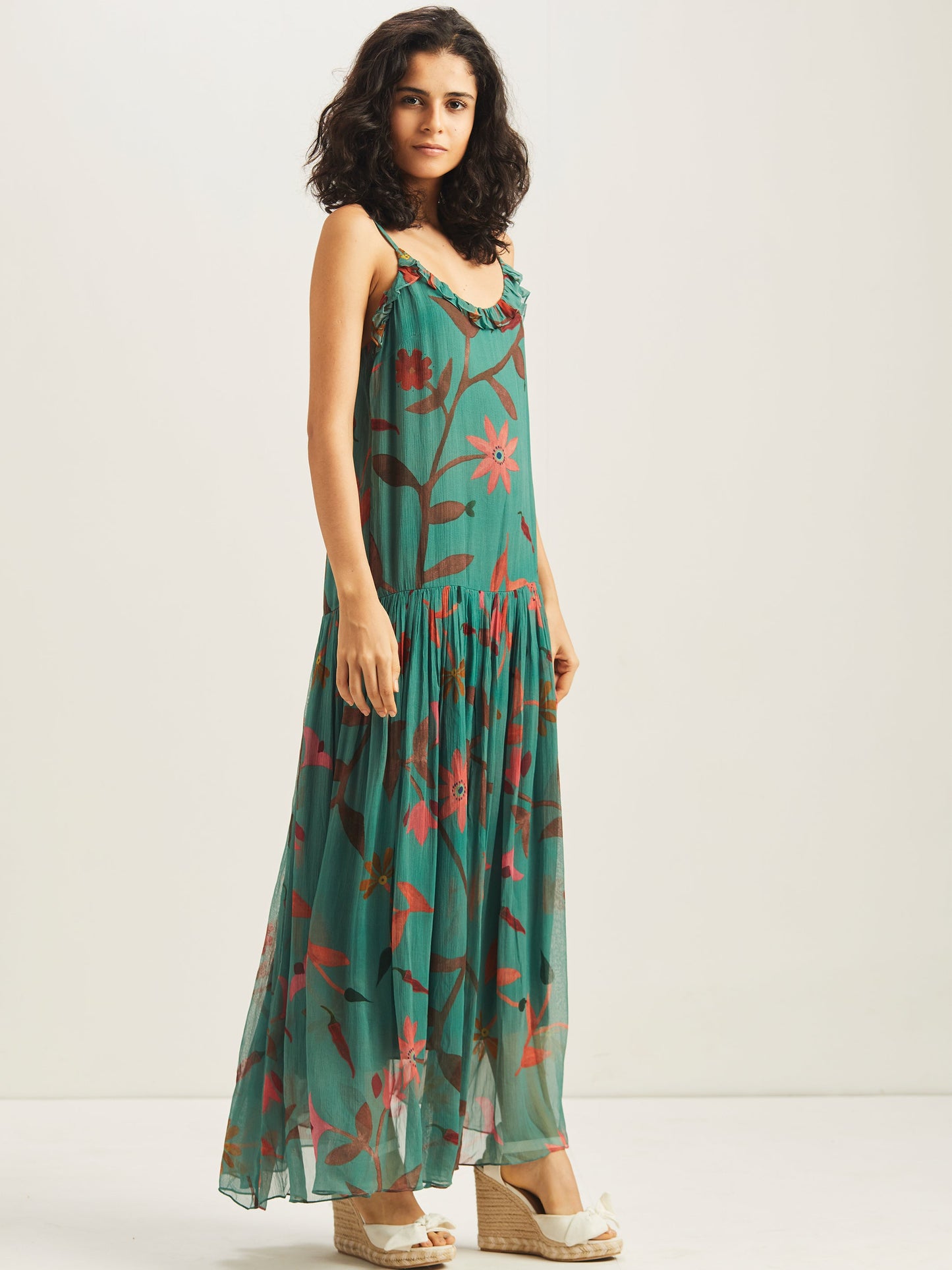 Ishil Flowing Maxi Dress - Teal