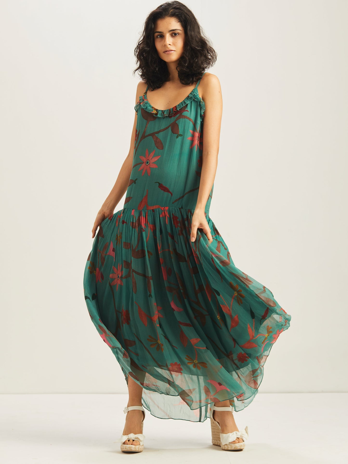 Ishil Flowing Maxi Dress - Teal