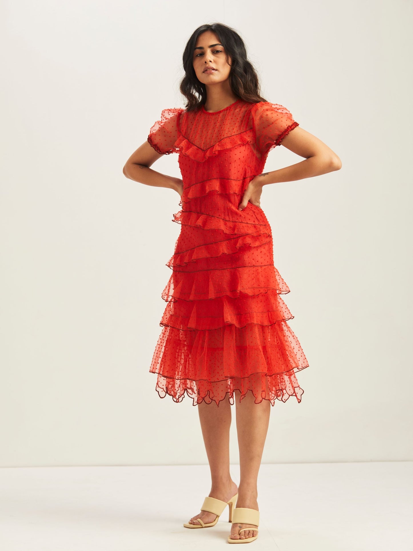 Adara Sheer Ruffled Dress