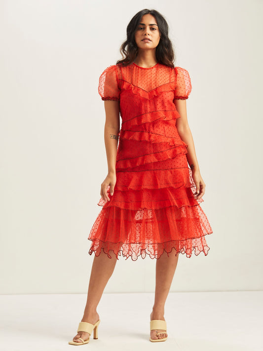 Adara Sheer Ruffled Dress