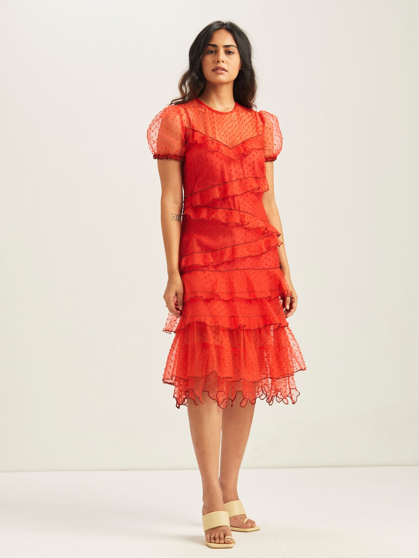 Adara Sheer Ruffled Dress