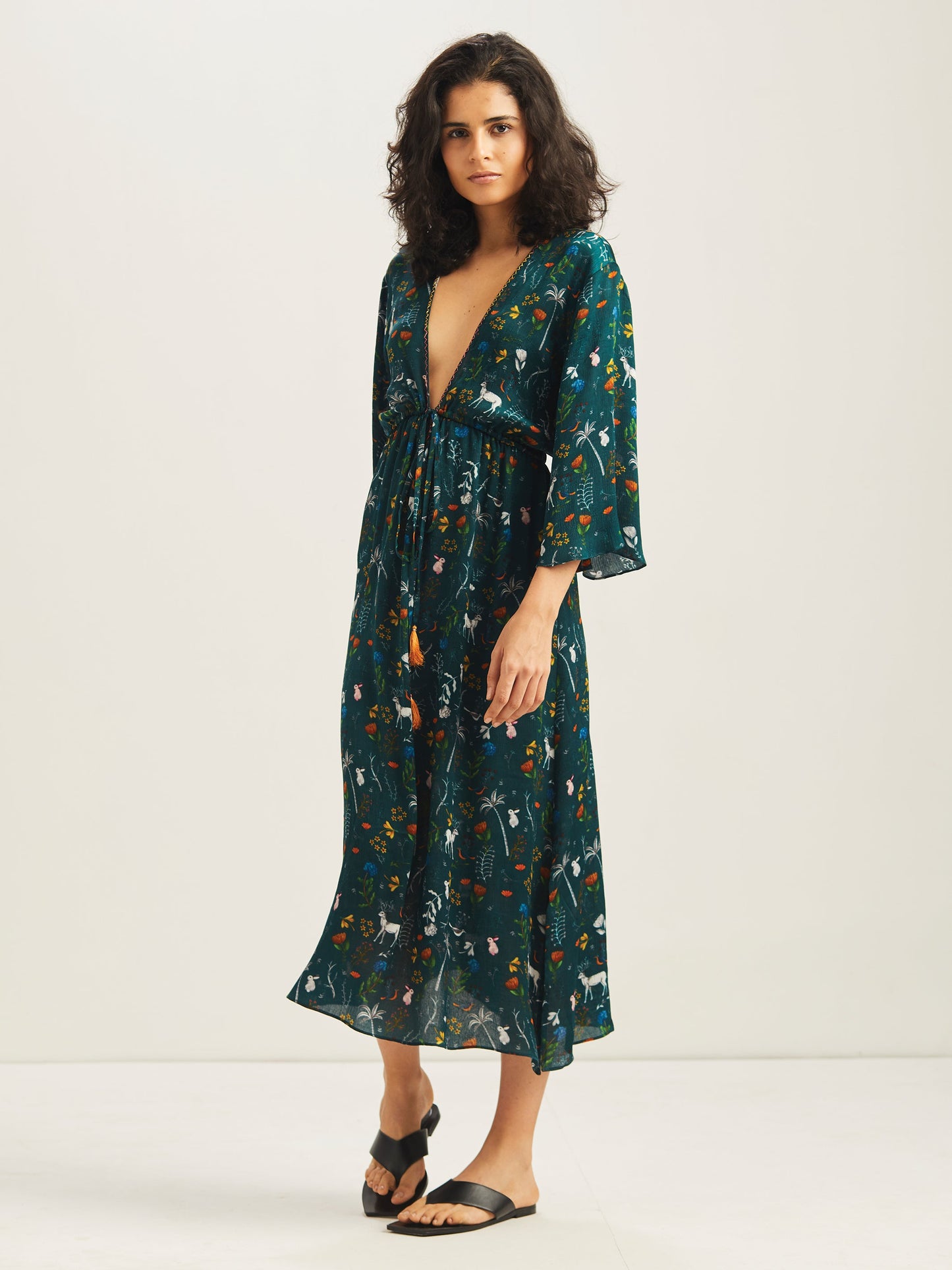 Celestia Midi Kaftan Coverup Bottle Green