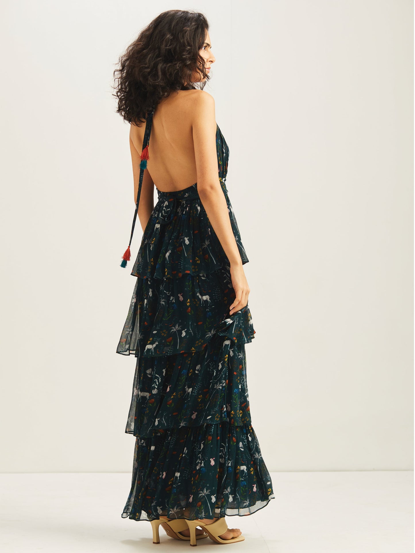 Eden Cascading Layered Halter Maxi Dress