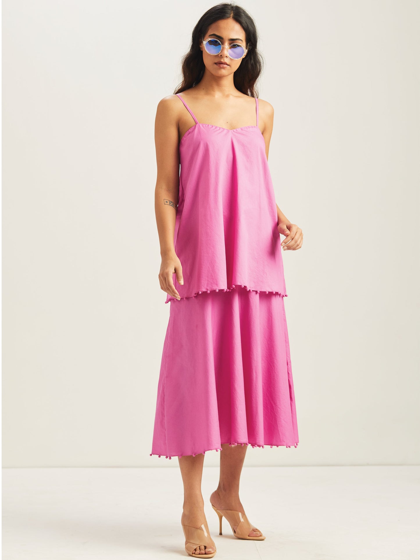 Alizeh Layered Dress Fuchsia