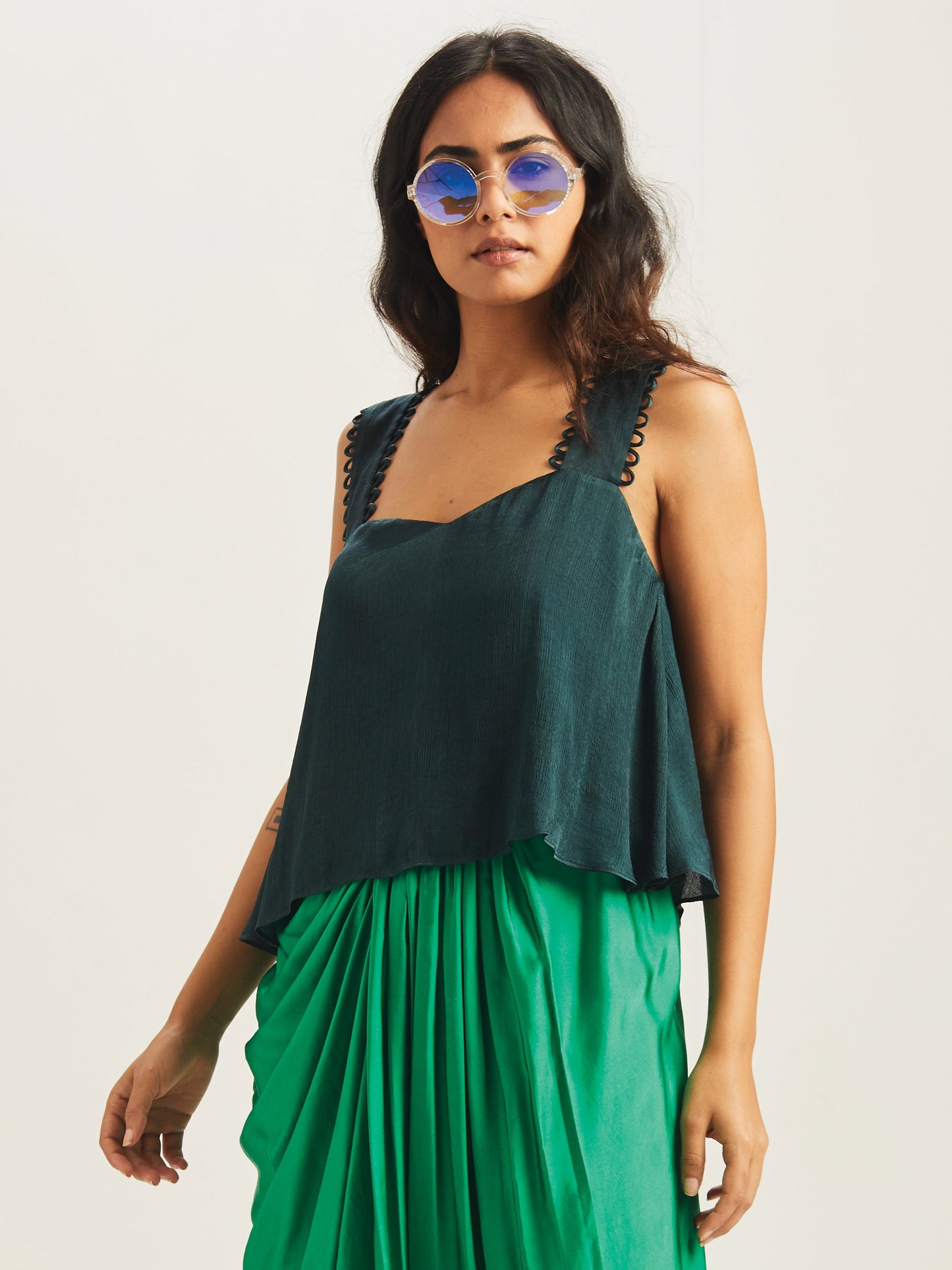 Willow Sweetheart Blouse Emerald