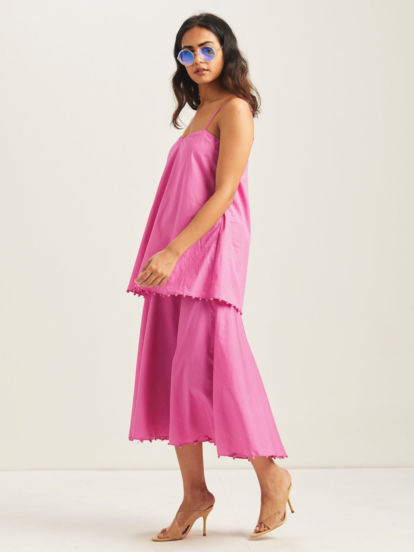 Alizeh Layered Dress Fuchsia